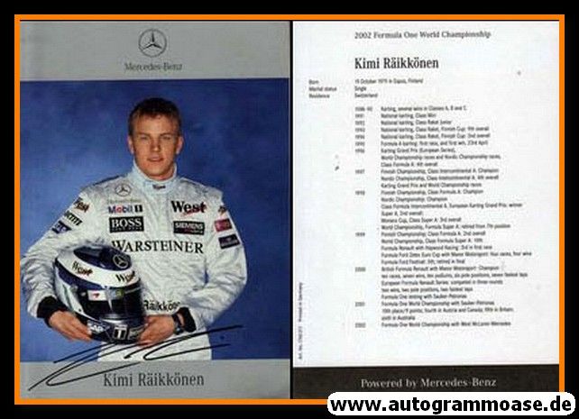 Autogramm Formel 1 | Kimi RÄIKKÖNEN | 2002 Druck (Mercedes)