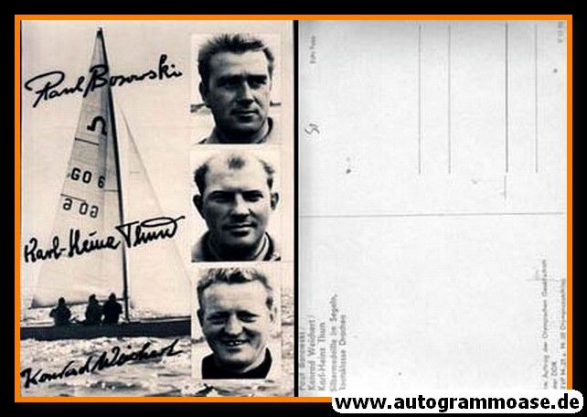 Autogramme Segeln | DRACHENKLASSE DDR | 1972 Druck (Portrait SW) Olympia