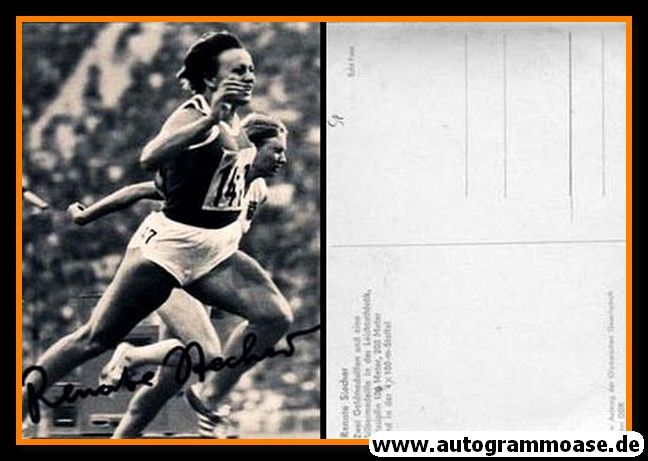 Autogramm Sprint | Renate STECHER | 1972 Druck (Portrait SW) Olympia