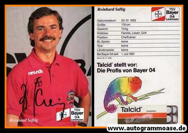 Autogramm Fussball | Bayer Leverkusen | 1991-3 | Reinhard SAFTIG