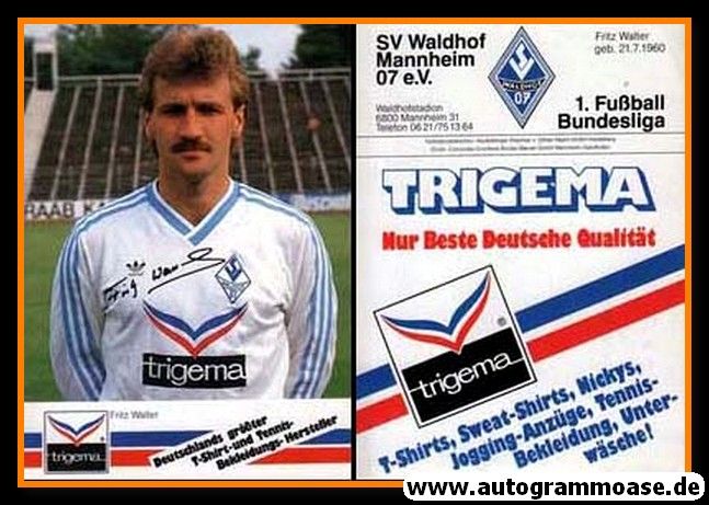 Autogramm Fussball | SV Waldhof Mannheim | 1986 Druck | Fritz WALTER