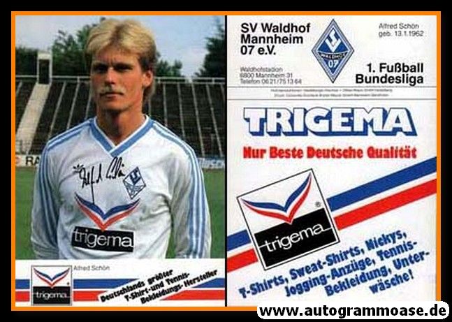 Autogramm Fussball | SV Waldhof Mannheim | 1986 Druck | Alfred SCHÖN