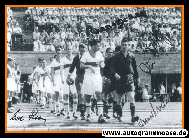 Mannschaftsfoto Fussball | 1. FC Kaiserslautern | 1953 + 4 AG (Eckel, Hölz, Scheffler, O. Walter) Stuttgart