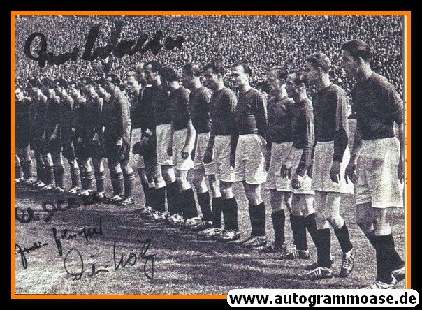 Mannschaftsfoto Fussball | 1. FC Kaiserslautern | 1954 + 4 AG (Eckel, Hölz, Scheffler, O. Walter) Finale Hannover