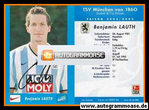 Autogramm Fussball | TSV 1860 München | 2002 | Benjamin LAUTH