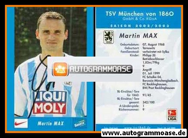 Autogramm Fussball | TSV 1860 München | 2002 | Martin MAX