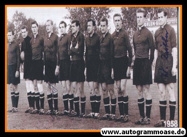 Mannschaftsfoto Fussball | 1. FC Nürnberg | 1958 + 2 AG (Schober, Zeitler)