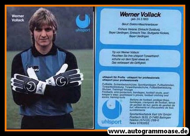 Autogrammkarte Fussball | 1980er Uhlsport | Werner VOLLACK (Uerdingen)