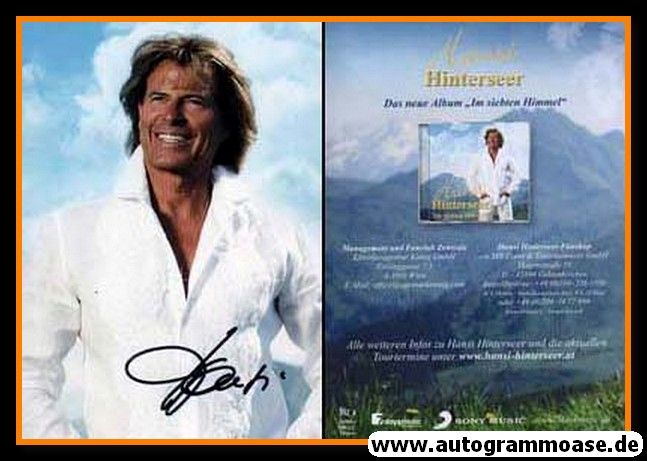 Autogramm Schlager | Hansi HINTERSEER | 2012 "Im Siebten Himmel" (Portrait Color Sony)