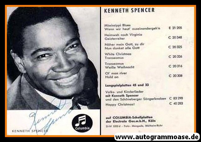 Autogramm Klassik (USA) | Kenneth SPENCER | 1957 "Mississippi Blues" (Portrait SW Columbia)