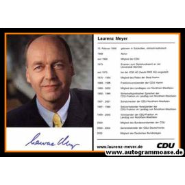 Autogramm Politik | CDU | Laurenz MEYER | 2000er (Lebenslauf) 2