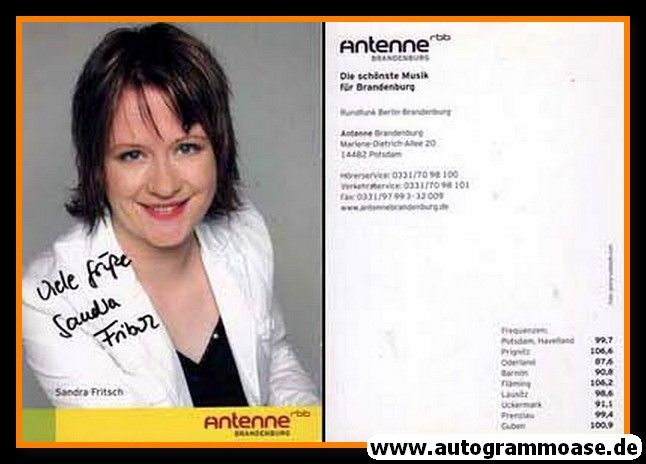 Autogramm Radio | RBB | Sandra FRITSCH | 2000er (Portrait Color)