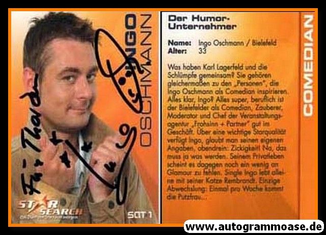 Autogramm TV | SAT1 | Ingo OSCHMANN | 2003 "Star Search"