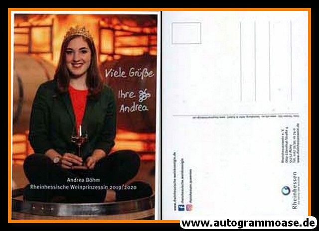 Autogramm Weinprinzessin | Andrea BÖHM | 2019 (Rheinhessen)