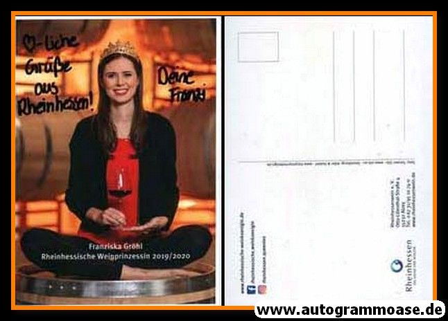 Autogramm Weinprinzessin | Franziska GRÖHL | 2019 (Rheinhessen)