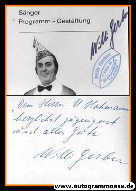 Autogramm Karneval | Willi GERBER | 1980er (Portrait SW)