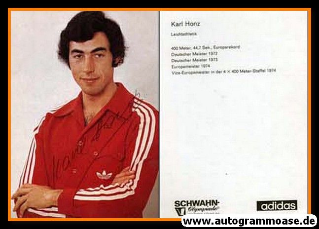 Autogramm Sprint | Karl HONZ | 1970er (Portrait Color) Adidas