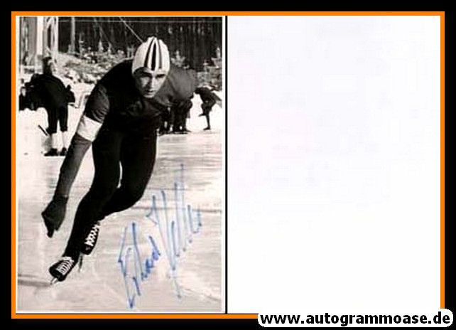 Autogramm Eisschnelllauf | Erhard KELLER | 1968 (Rennszene SW) OS-Gold