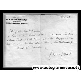 Brief Literatur | Hertha VON GEBHARDT (1972)