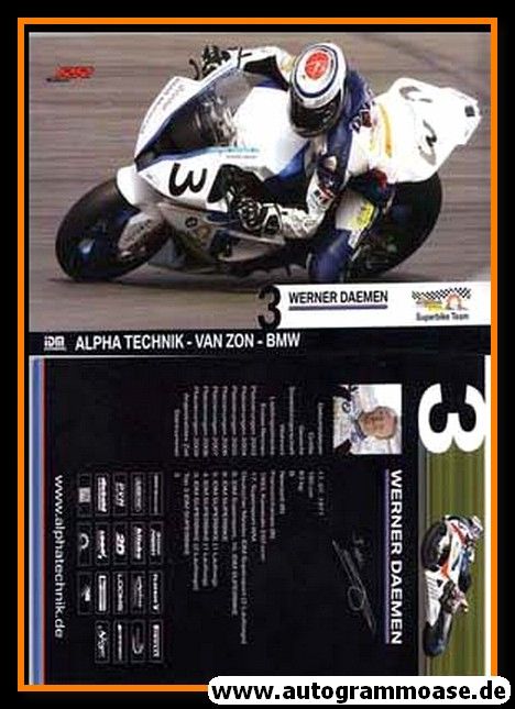 Autogramm Motorrad | Werner DAEMEN | 2010er Druck (Rennszene Color)
