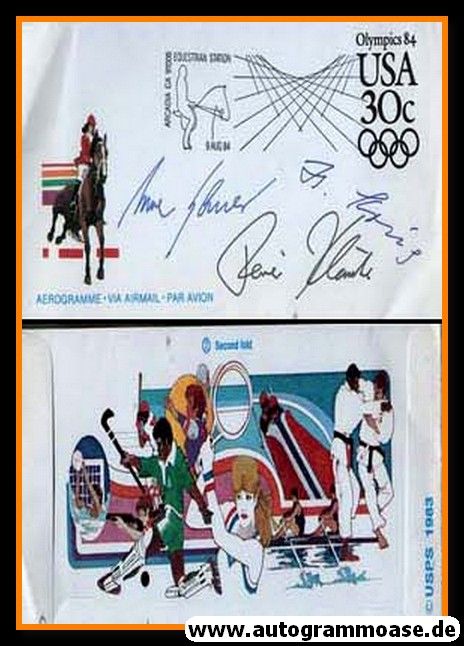 Autogramme Reiten | KLIMKE + KRUG + SAUER | 1984 (Ersttagsbrief Sonderstempel) OS-Gold