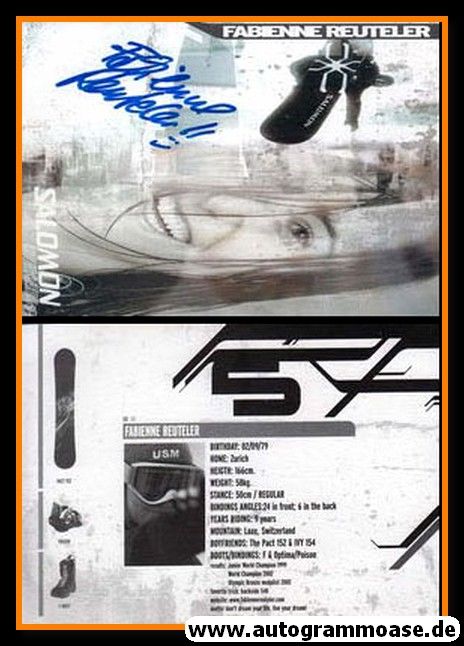 Autogramm Snowboard | Fabienne REUTELER | 2003 (Salomon XL)