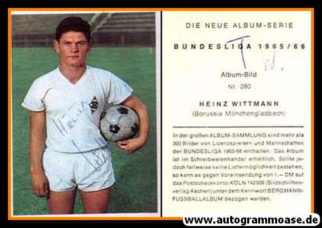 Autogramm Fussball | Borussia Mönchengladbach | 1965 | Heinz WITTMANN (Bergmann 280)