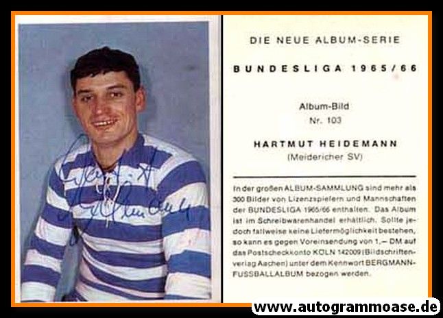 Autogramm Fussball | MSV Duisburg | 1965 | Hartmut HEIDEMANN (Bergmann 103)