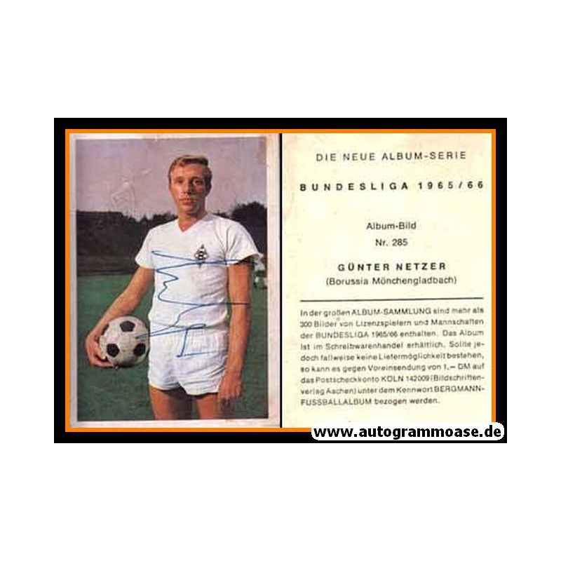 Carte Autographe Günter Netzer – Borussia Mönchengladbach, Années 60