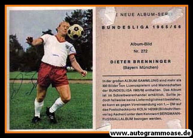 Autogramm Fussball | FC Bayern München | 1965 | Dieter BRENNINGER (Bergmann 272)