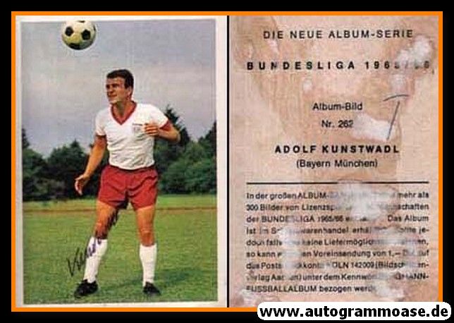 Adolf Kunstwadl Bayern München Bergmann Sammelbild 1965-66 Original Signiert 
