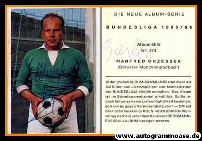 Autogramm Fussball | Borussia Mönchengladbach | 1965 | Manfred ORZESSEK (Bergmann 274)