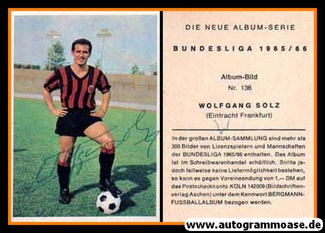 Autogramm Fussball | Eintracht Frankfurt | 1965 | Wolfgang SOLZ (Bergmann 136)