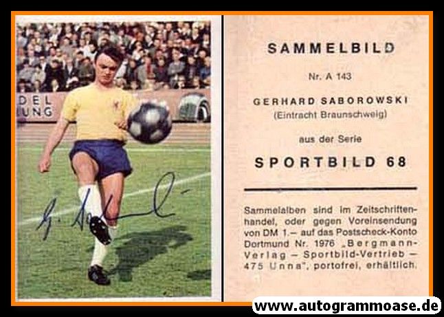 Autogramm Fussball | Eintracht Braunschweig | 1968 | Gerd SABOROWSKI (Bergmann A143)