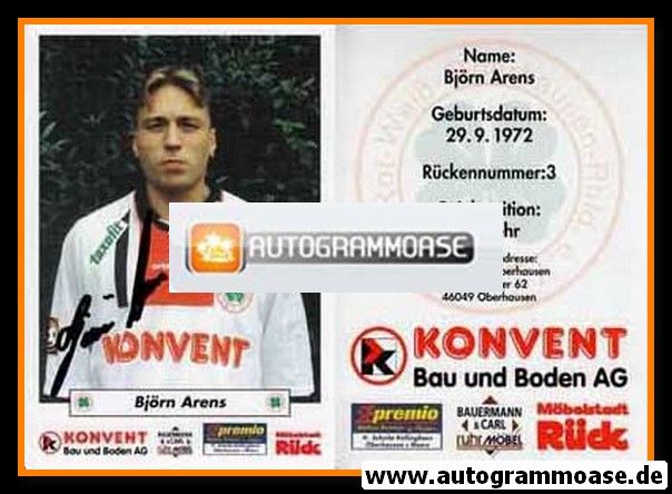 Autogramm Fussball | Rot-Weiss Oberhausen | 1998 | Björn ARENS