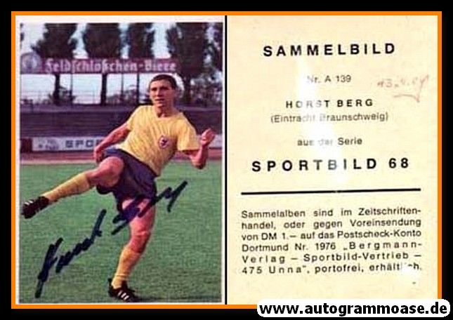 Autogramm Fussball | Eintracht Braunschweig | 1968 | Horst BERG (Bergmann A139)