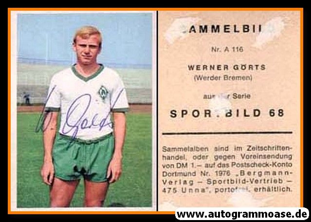 Autogramm Fussball | SV Werder Bremen | 1968 | Werner GÖRTS (Bergmann A116)