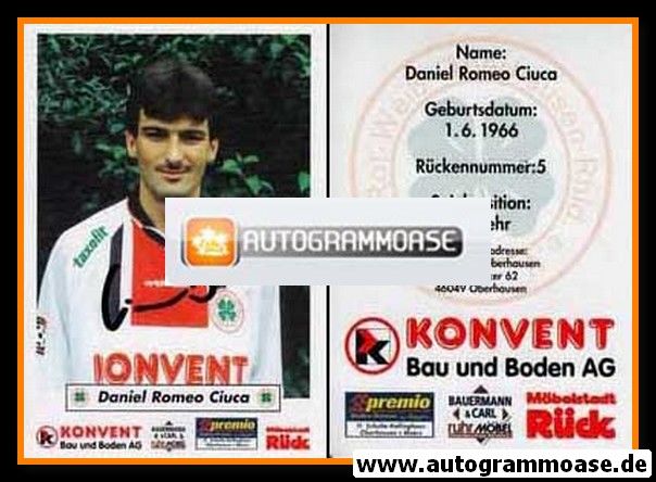 Autogramm Fussball | Rot-Weiss Oberhausen | 1998 | Daniel CIUCA