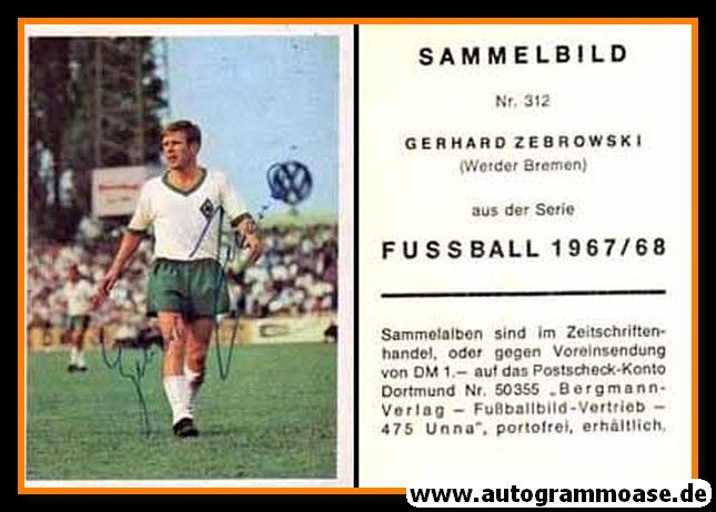 Autogramm Fussball | SV Werder Bremen | 1967 | Gerhard ZEBROWSKI (Bergmann 312)