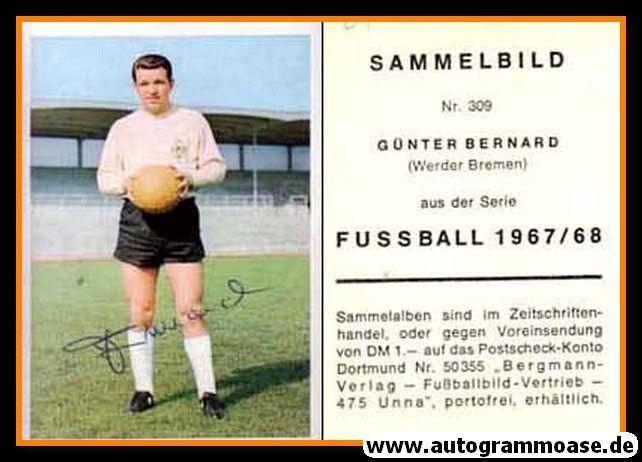 Autogramm Fussball | SV Werder Bremen | 1967 | Günter BERNARD (Bergmann 309)
