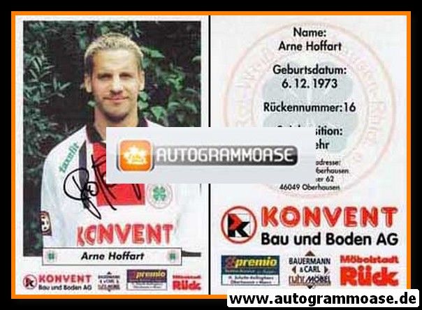 Autogramm Fussball | Rot-Weiss Oberhausen | 1998 | Arne HOFFART
