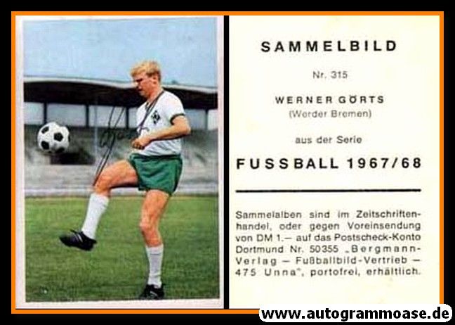 Autogramm Fussball | SV Werder Bremen | 1967 | Werner GÖRTS (Bergmann 315)