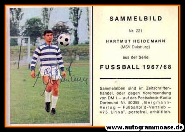 Autogramm Fussball | MSV Duisburg | 1967 | Hartmut HEIDEMANN (Bergmann 221)