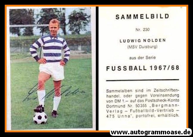 Autogramm Fussball | MSV Duisburg | 1967 | Ludwig NOLDEN (Bergmann 230)