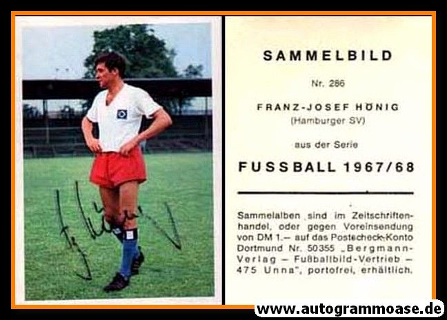 Autogramm Fussball | Hamburger SV | 1967 | Franz-Josef HÖNIG (Bergmann 286)