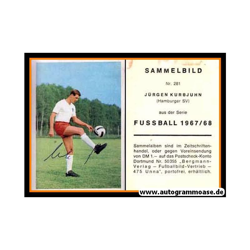 281 Jürgen Kurbjuhn Hamburger SV Bergmann Sammelbild  1967-68 Nr 