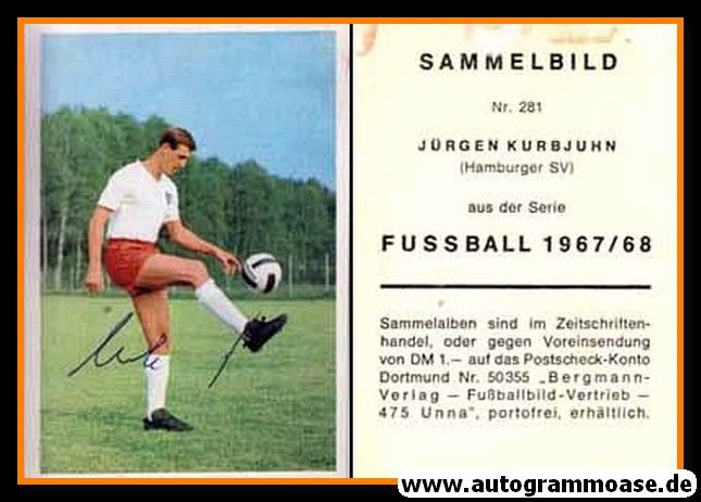 Autogramm Fussball | Hamburger SV | 1967 | Jürgen KURBJUHN (Bergmann 281)