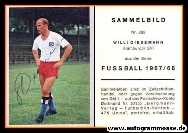 Autogramm Fussball | Hamburger SV | 1967 | Willi GIESEMANN (Bergmann 285)