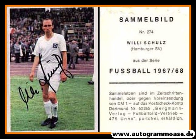 Autogramm Fussball | Hamburger SV | 1967 | Willi SCHULZ (Bergmann 274)