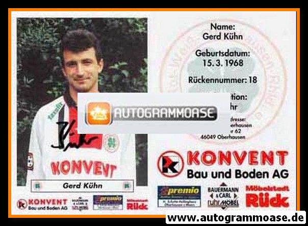 Autogramm Fussball | Rot-Weiss Oberhausen | 1998 | Gerd KÜHN